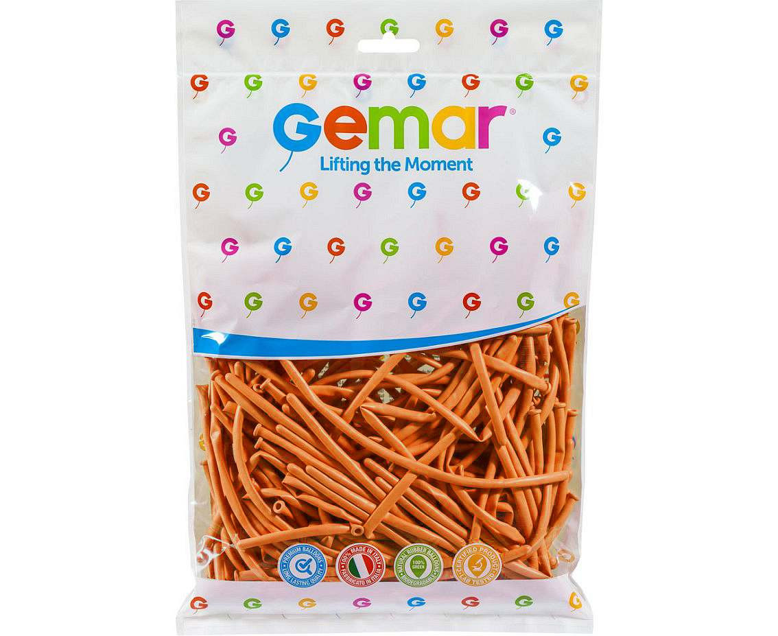 Balloons Gemar, modelling balloon type 160, orange, 100pcs EOL