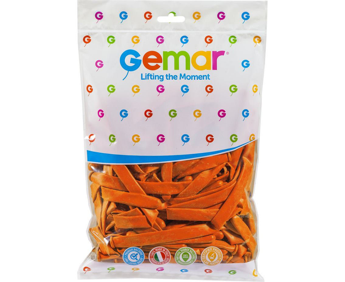 Balloons Gemar, modelling balloon, type 350, orange, 100pcs EOL