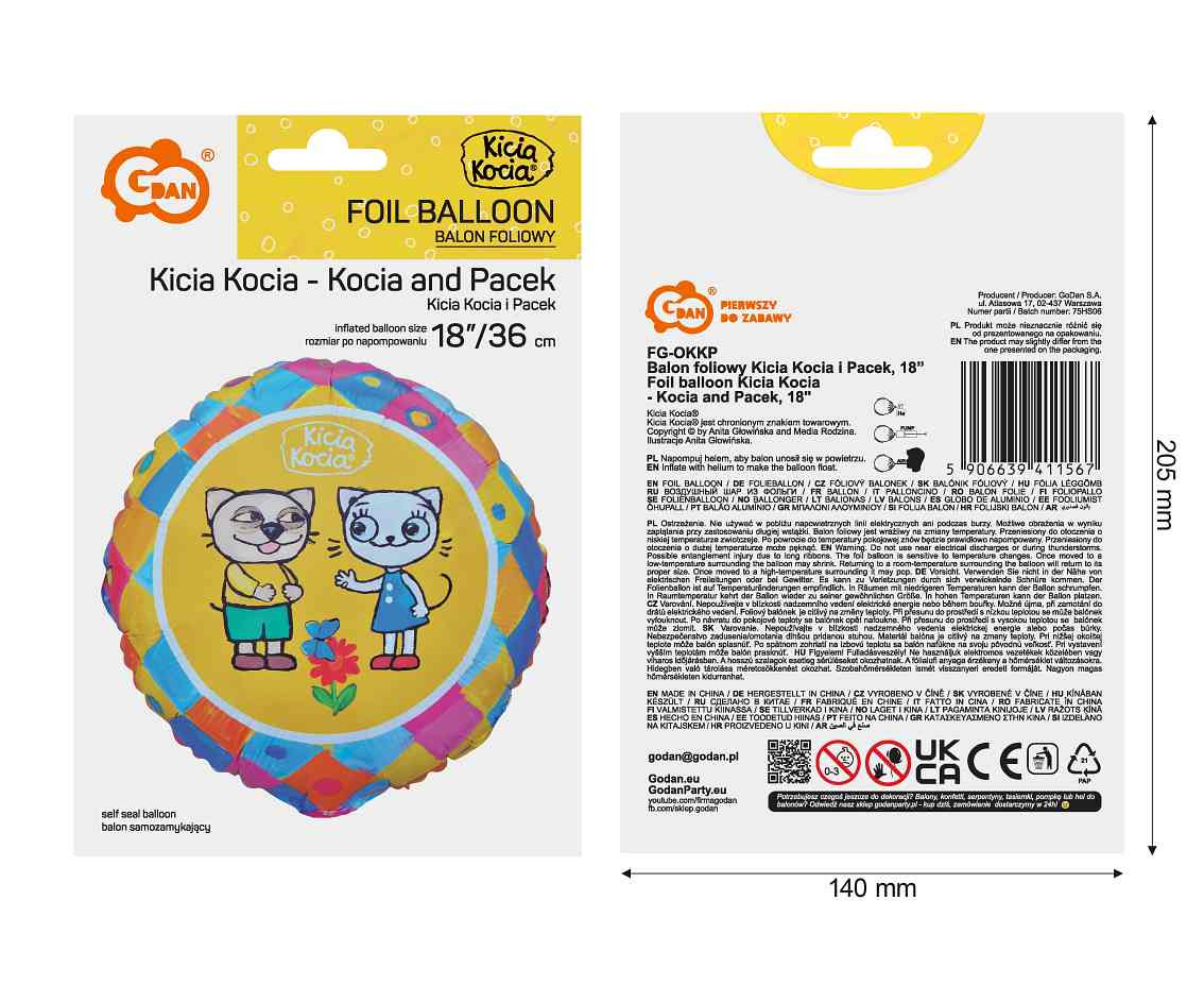 Foil balloon Kicia Kocia - Kocia and Pacek, 18"