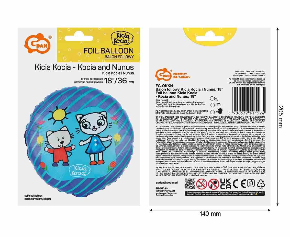 Foil balloon Kicia Kocia - Kocia and Nunus, 18"