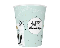 POLMAK Paper cups Mint and Happy B-day, 250 ml, 8 pcs