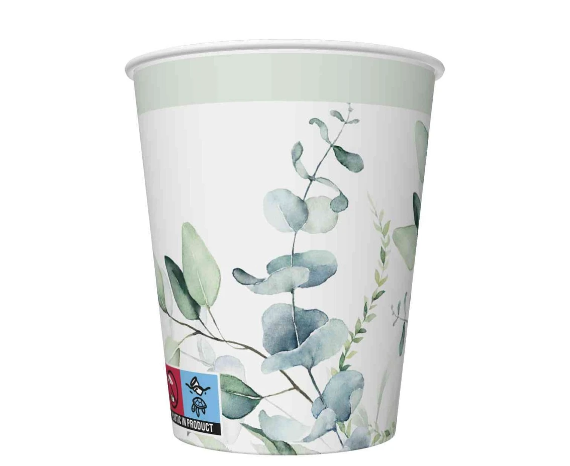 POLMAK Paper cups Eucalyptus Twigs, 250 ml, 8 pcs