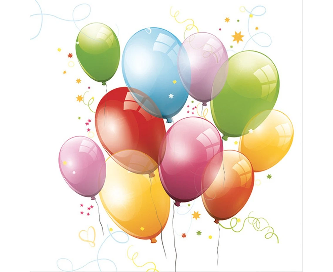 POLMAK Paper napkins Birthday Balloons, 33x33 cm