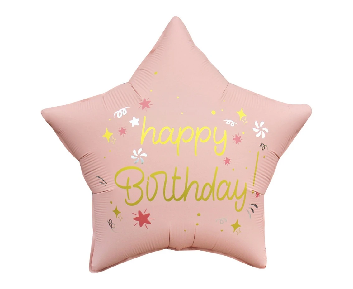 Foil balloon Happy Birthday (matt l. pink), star 18" EOL