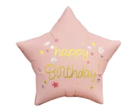 Foil balloon Happy Birthday (matt l. pink), star 18" EOL