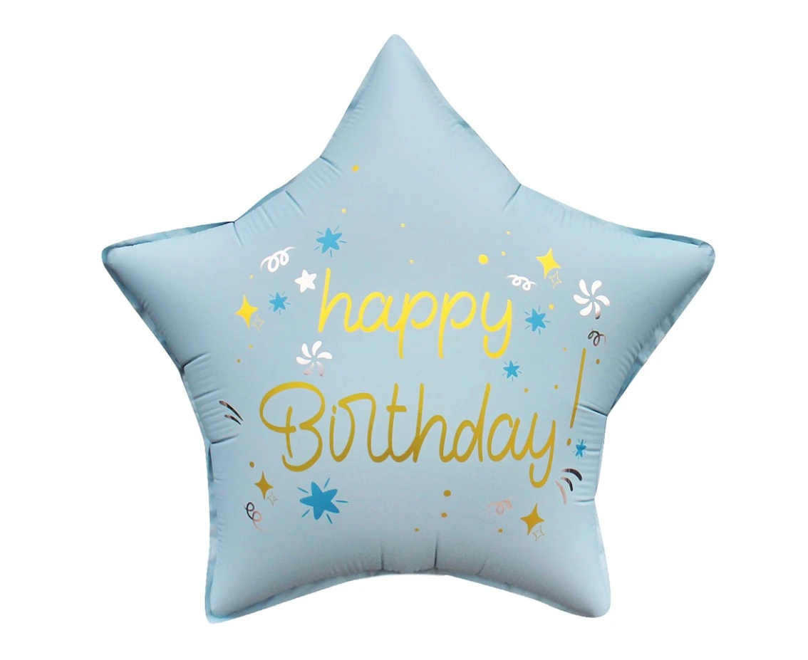 Foil balloon Happy Birthday (matt l. blue), star 18" EOL