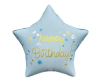 Foil balloon Happy Birthday (matt l. blue), star 18" EOL