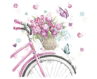 POLMAK Paper napkins Pink Bicycle with Basket, 33x33 cm, 20 pcs