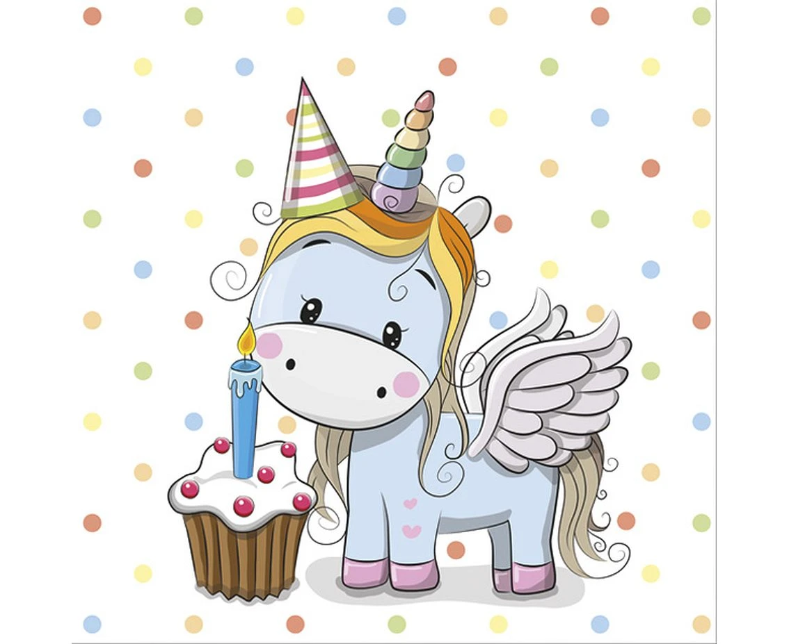POLMAK Paper napkins Sweet Unicorn with Pastel Dots, 33x33 cm, 20 pcs