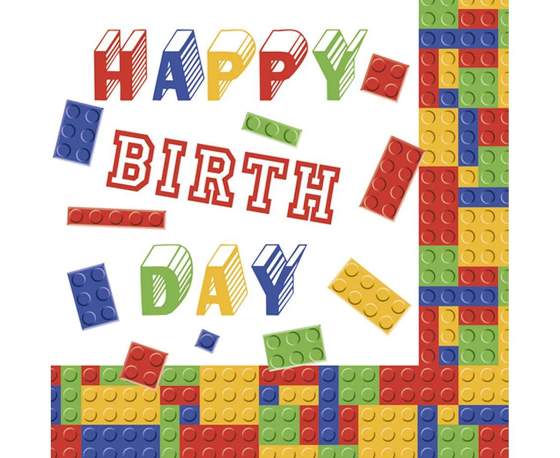 POLMAK Paper napkins Building Blocks Birthday, 33x33 cm, 20 pcs