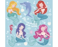 POLMAK Paper napkins Pastel Mermaids, 33x33 cm, 20 pcs