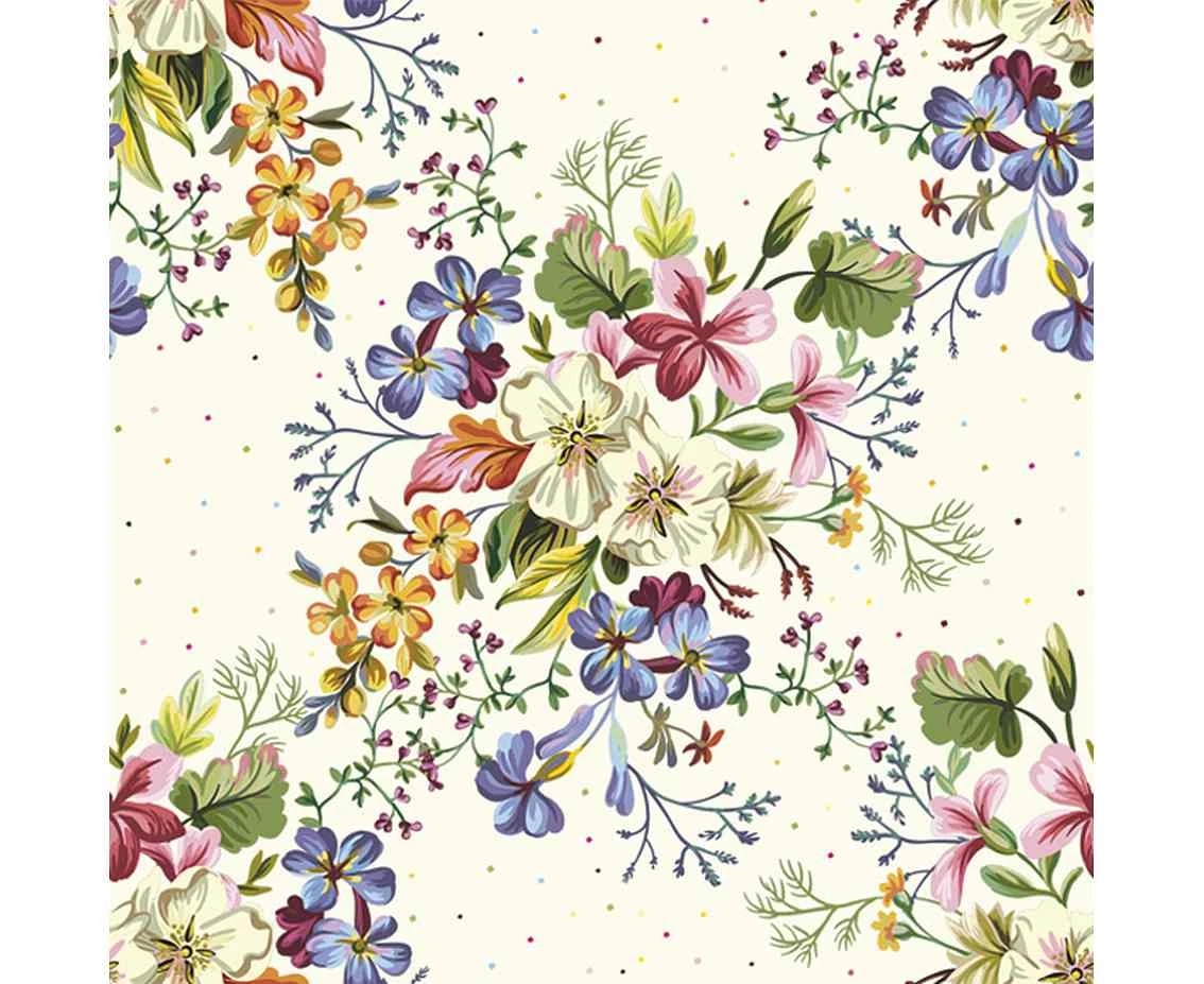POLMAK Paper napkins Delicate Flowers with Mini Dots, 33x33 cm, 20 pcs
