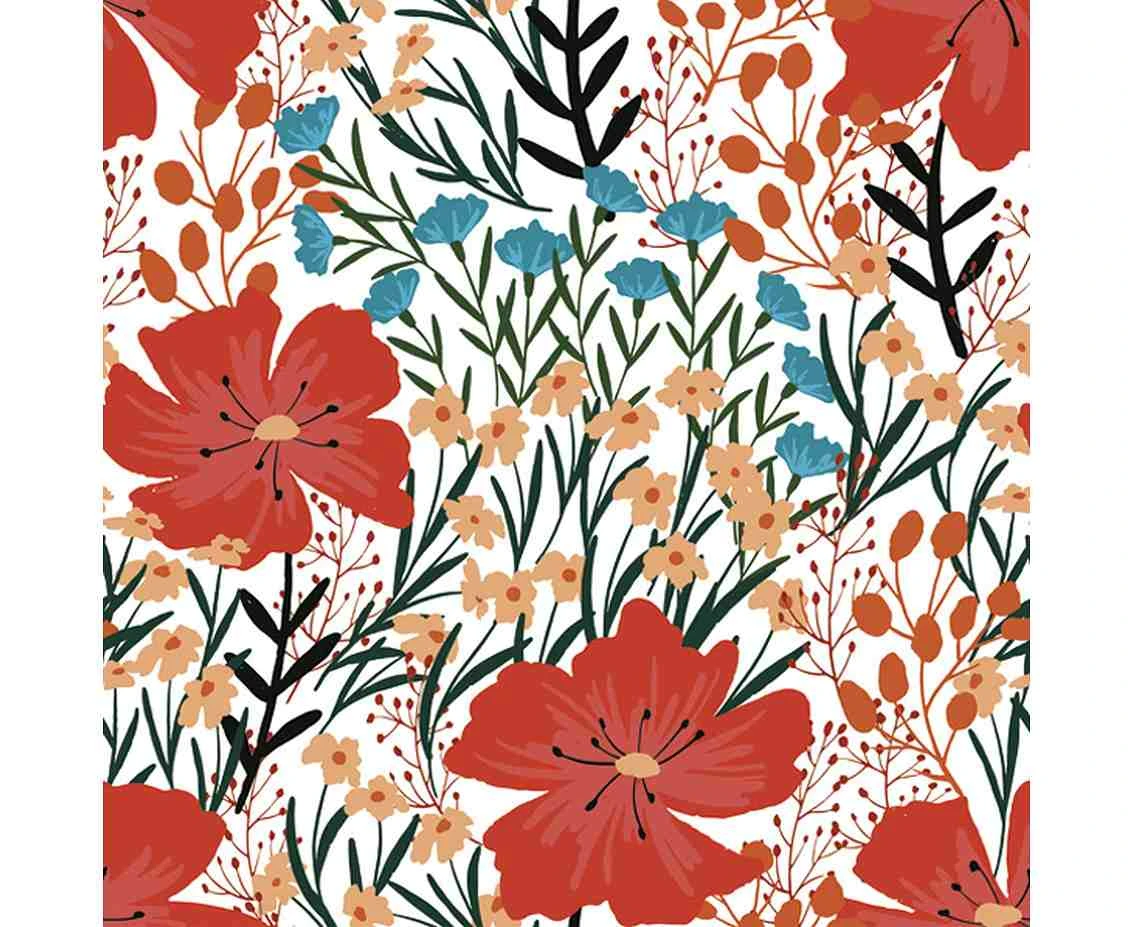 POLMAK Paper napkins Poppy & Wild Flowers, 33x33 cm, 20 pcs