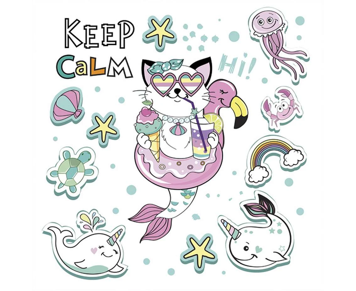 POLMAK Paper napkins Mermaid Cat Vibes, 33x33 cm, 20 pcs
