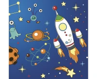 POLMAK Paper napkins Space Rockets and Aliens, 33x33 cm, 20 pcs