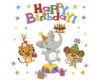 POLMAK Paper napkins Happy Birthday Animals, 33x33 cm, 20 pcs