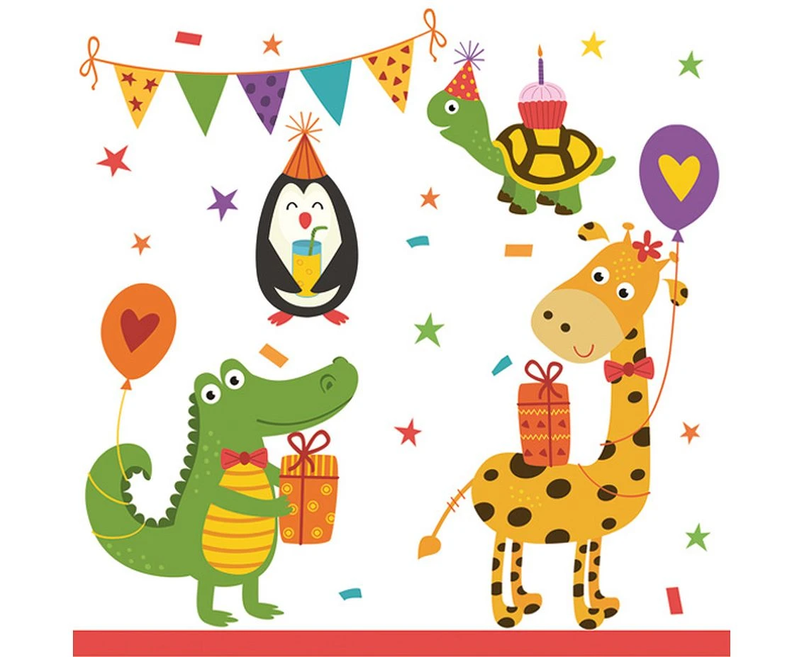 POLMAK Paper napkins Cute Party Animals, 33x33 cm, 20 pcs