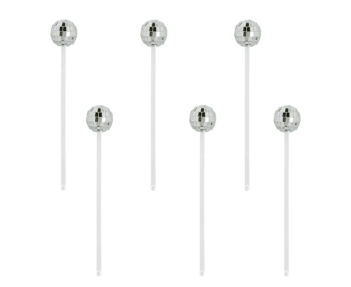 Swizzle  stick disco ball 20 cm, 6 pcs