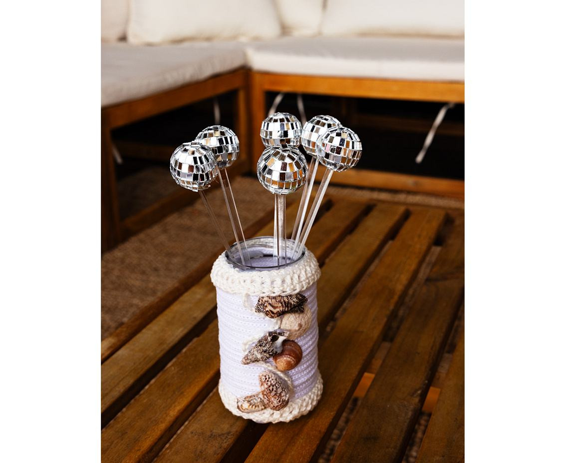 Swizzle  stick disco ball 20 cm, 6 pcs