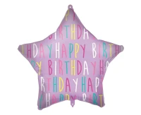 Happy Birthday Purple Star foil balloon, 46 cm