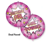 Birthday foil balloon, Girl Power, 46 cm