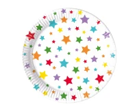 Multicolor Bright Stars paper plates, 20 cm, 8 pcs.