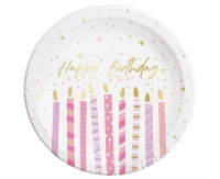 Birthday Candles paper plates, 23 cm, 8 pcs. EOL