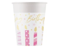 Birthday Candles paper cups, 200ml, 8 pcs.