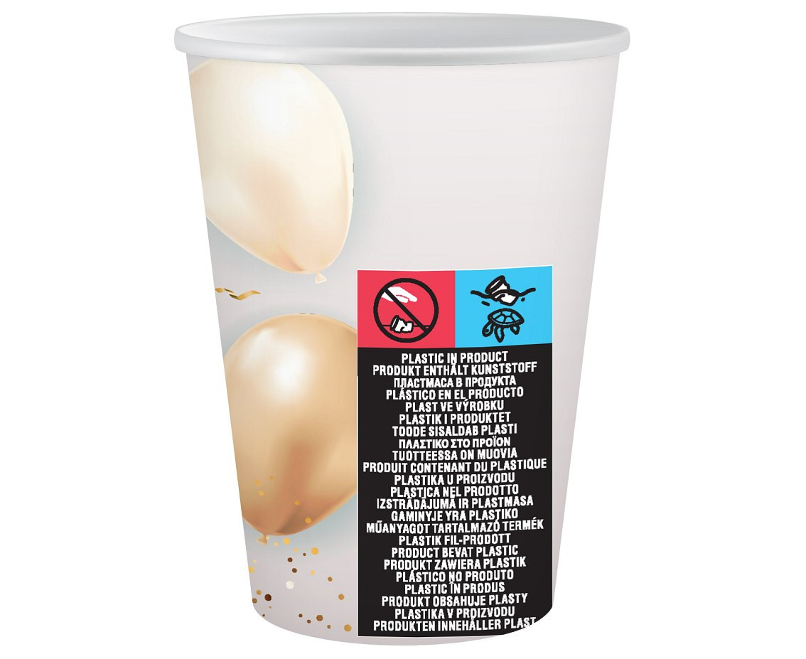 Paper cups Happy Birthday, 250 ml, 6 pcs.