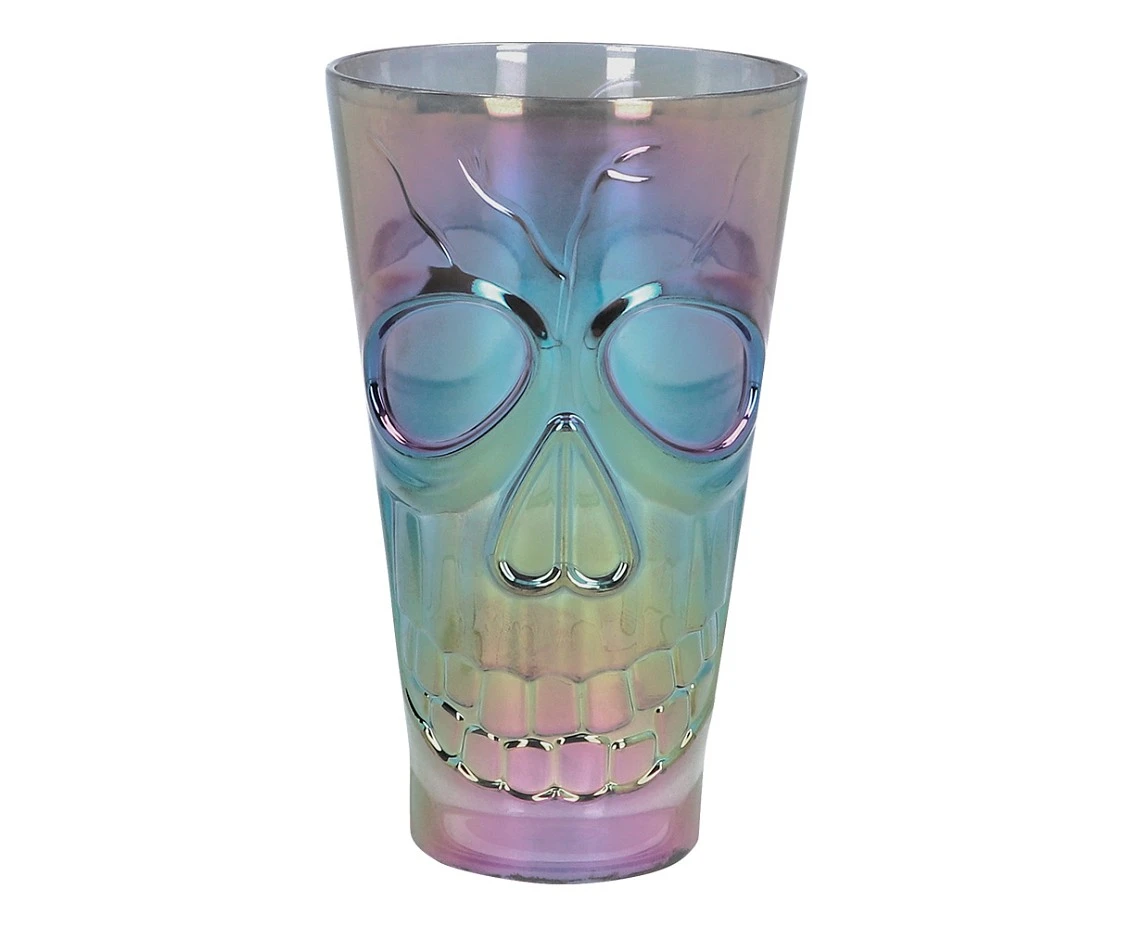 Plastic iridescent cup skull