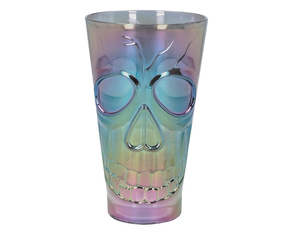Plastic iridescent cup skull