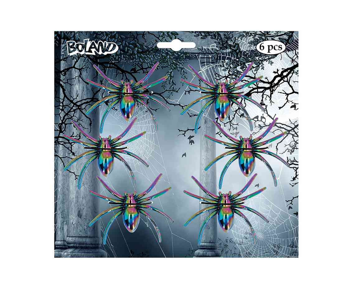 Iridescent spider, 6 pcs