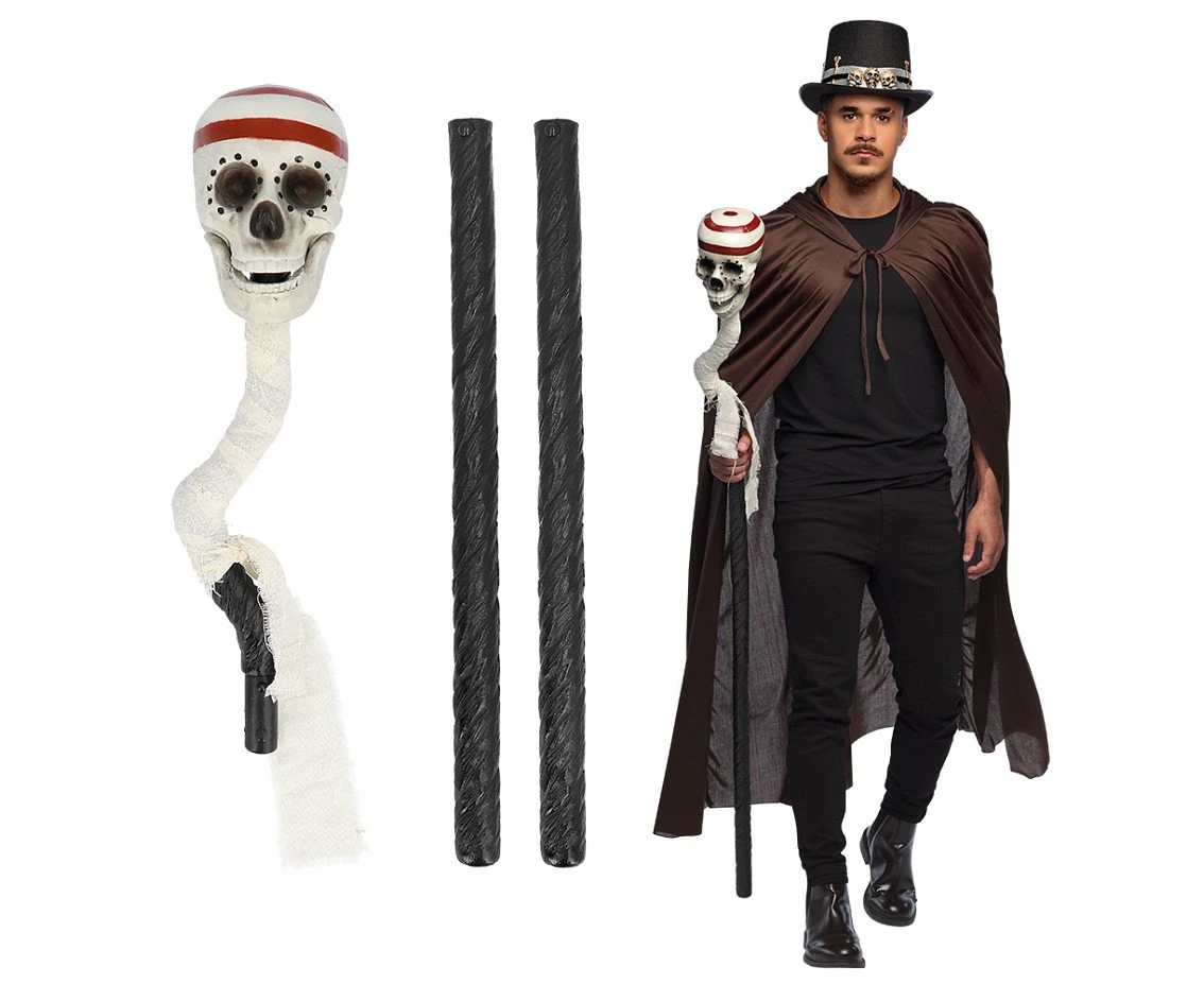 Walking stick with skull, 160 cm