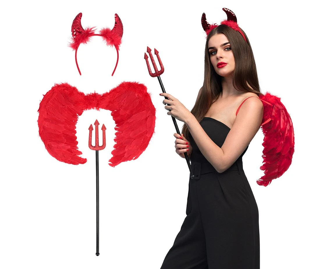 Set Flying Evil woman (headband, fork, wings)