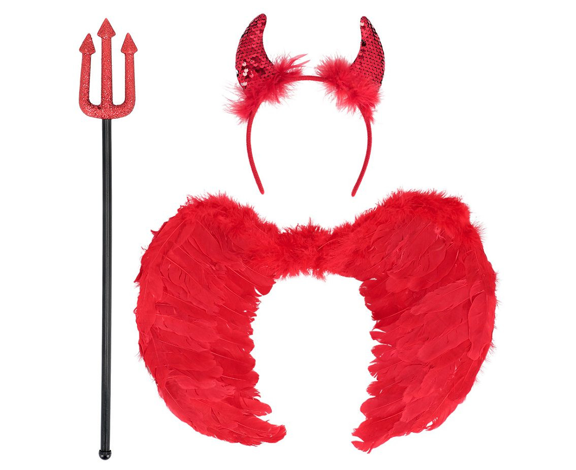 Set Flying Evil woman (headband, fork, wings)