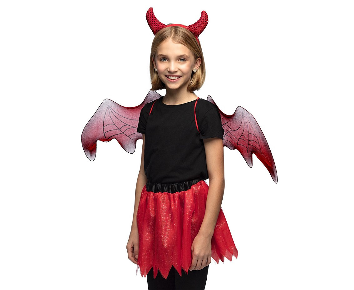 Set flying Evil for kids (headband, skirt, wings)