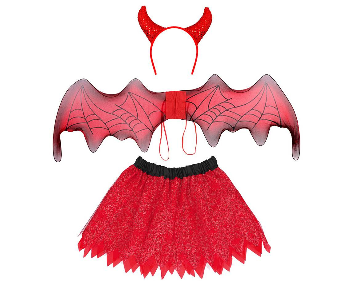 Set flying Evil for kids (headband, skirt, wings)
