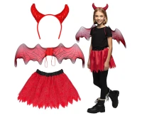 Set flying Evil for kids (headband, skirt, wings)