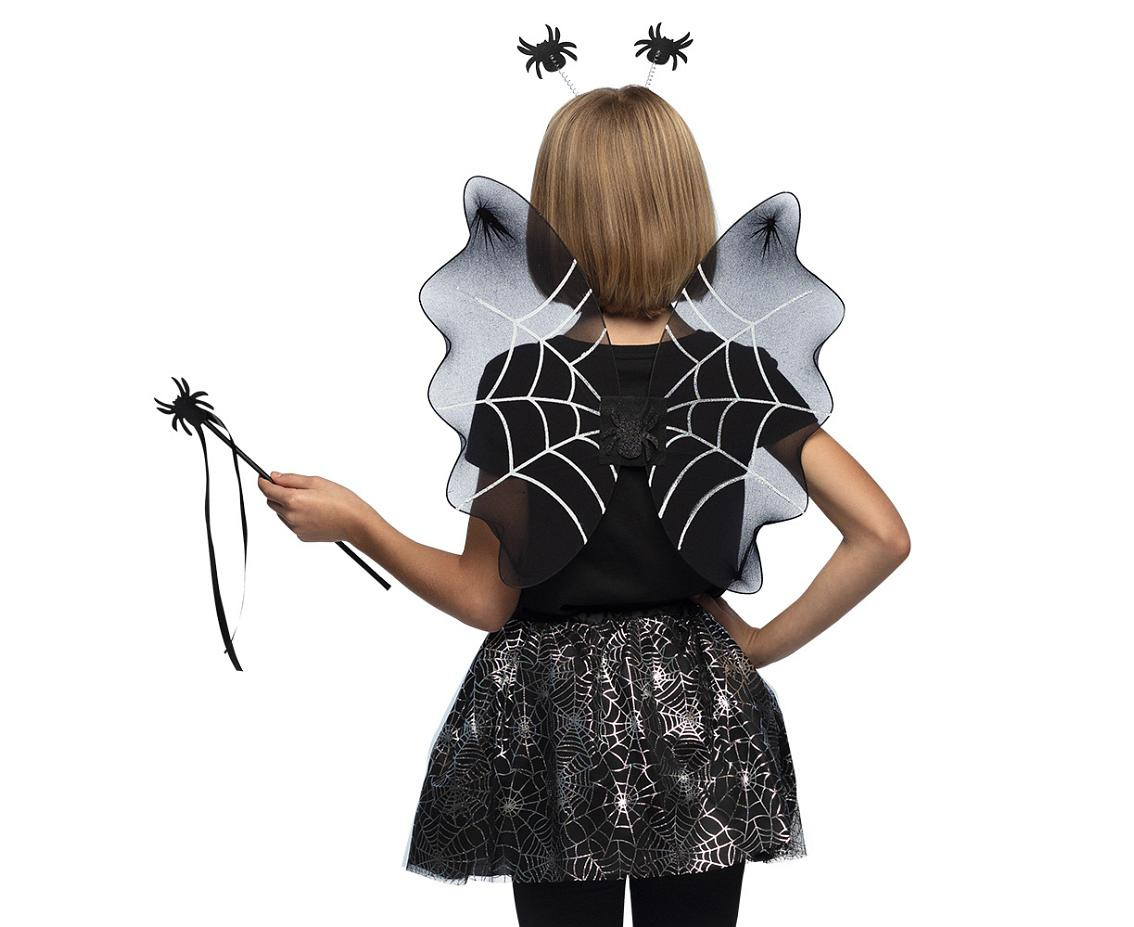 Set flying Spider girl for kids (headband, skirt, wings, wand)