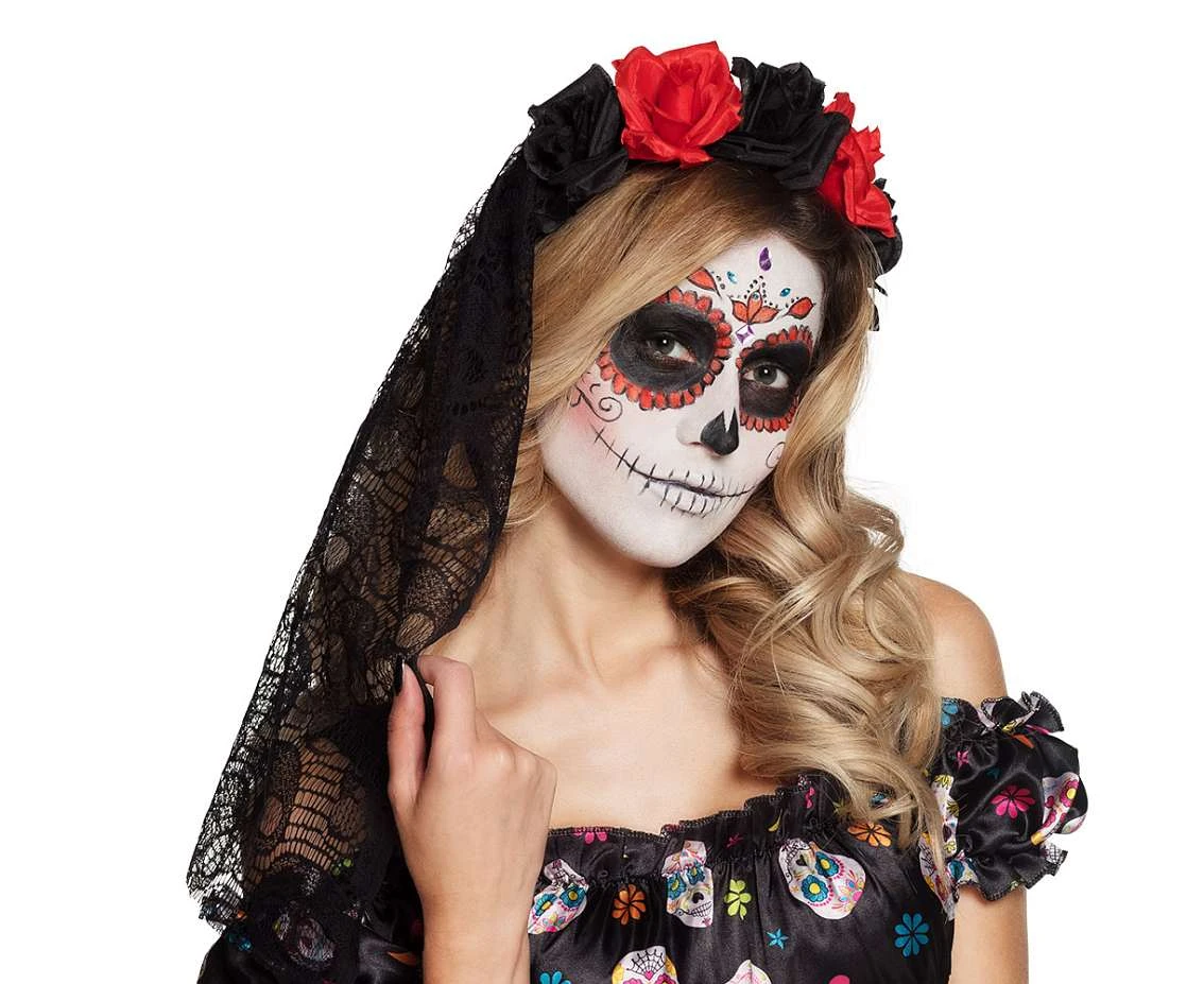 headband with veil ,Rosa