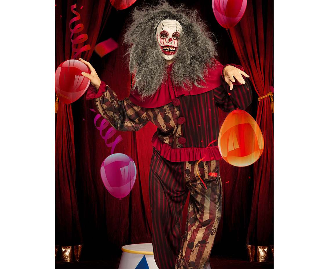 Latex mask Clown Zombie with hair