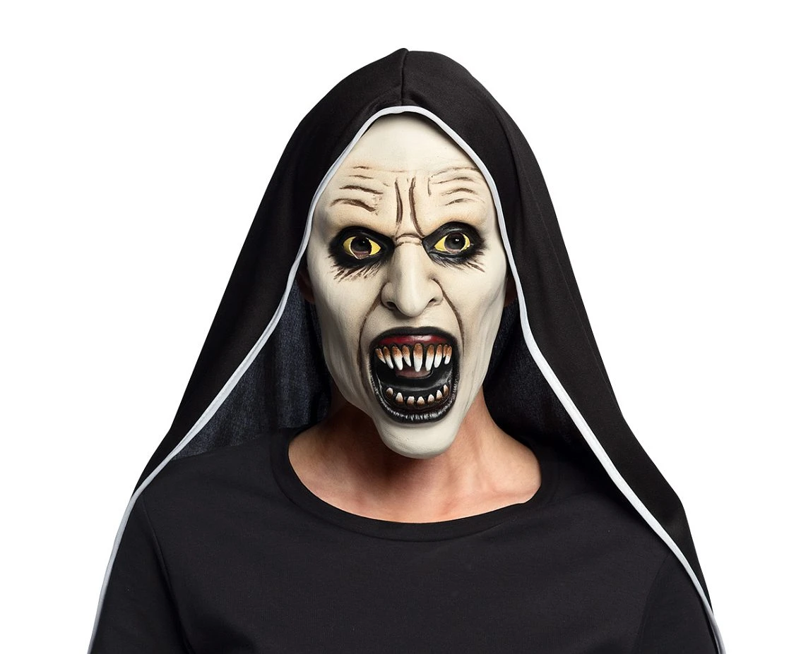 Latex mask with hood, Screaming Nun