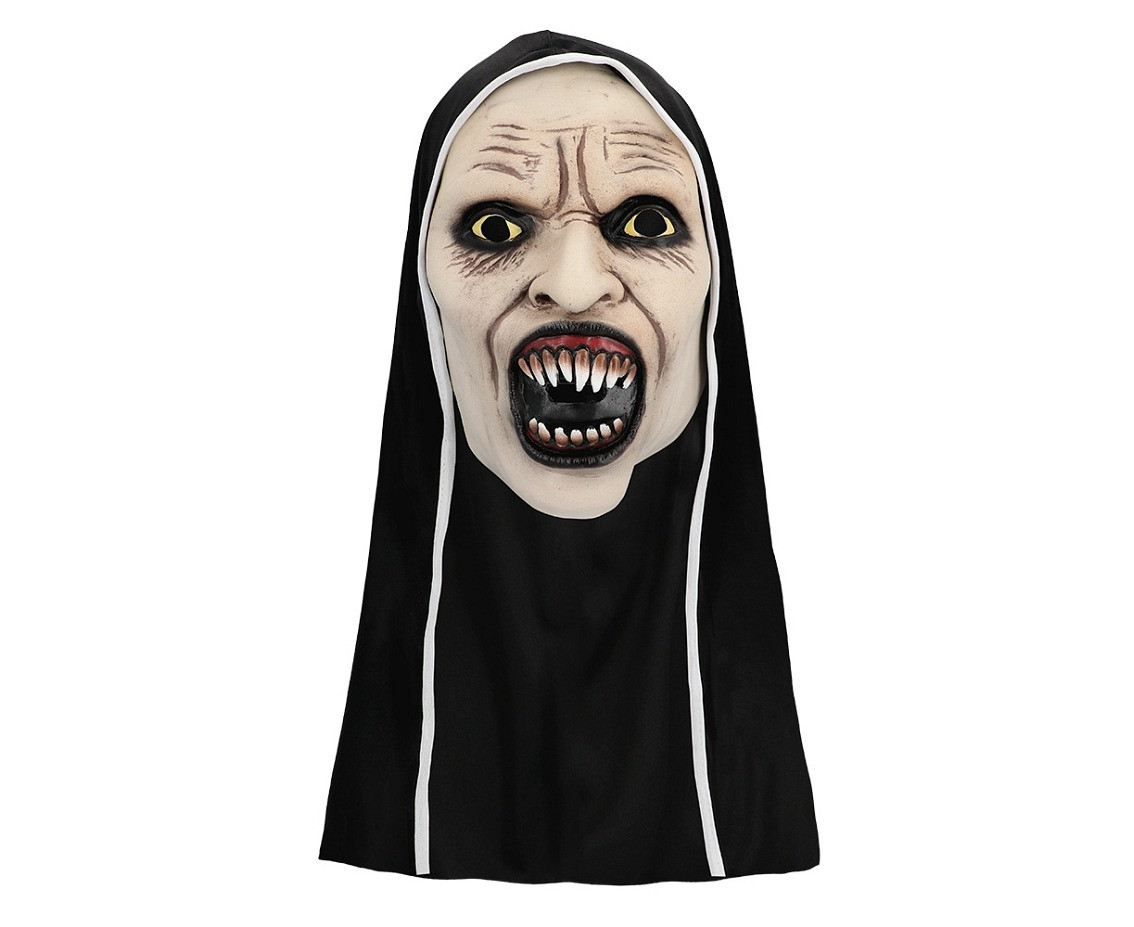 Latex mask with hood, Screaming Nun