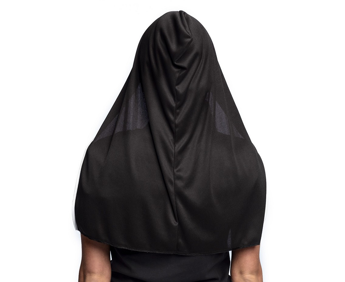 Latex mask with hood, Screaming Nun