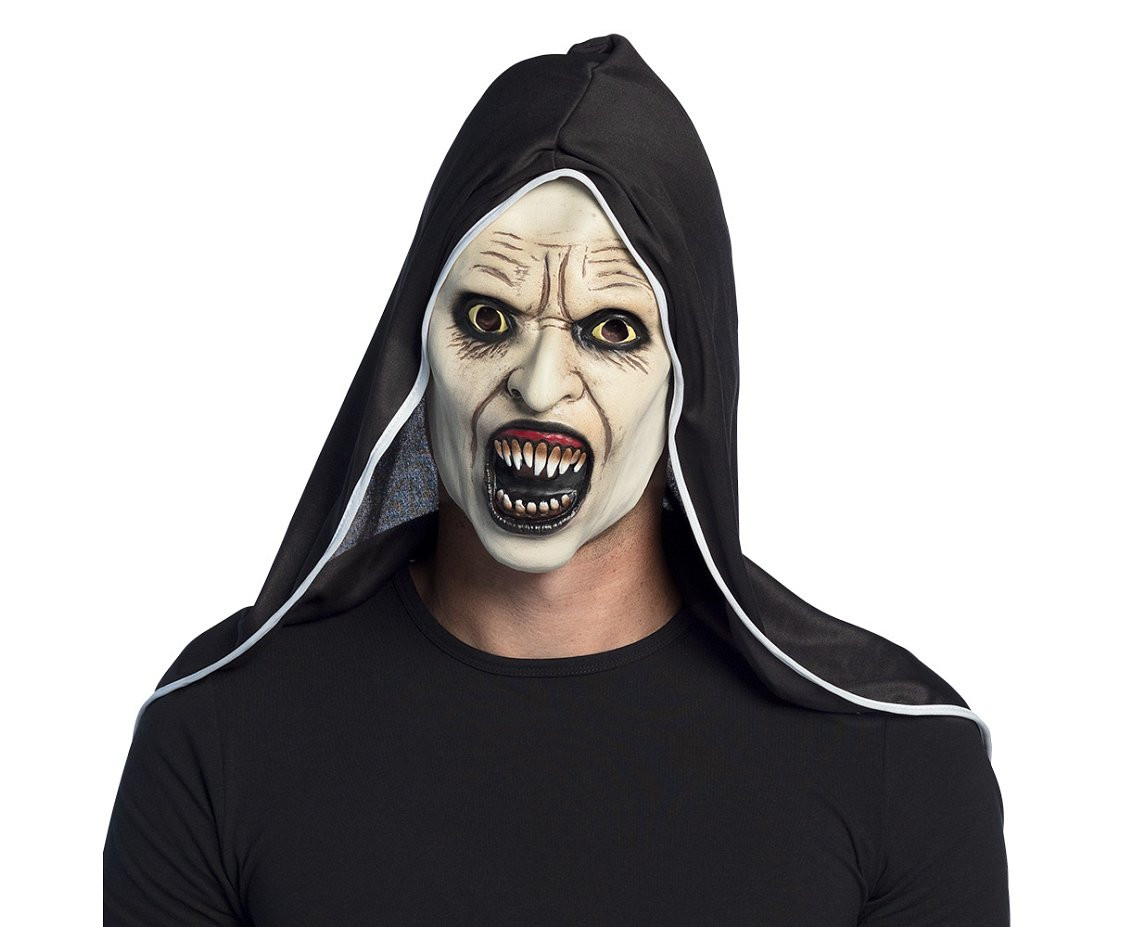 Latex mask with hood, Screaming Nun