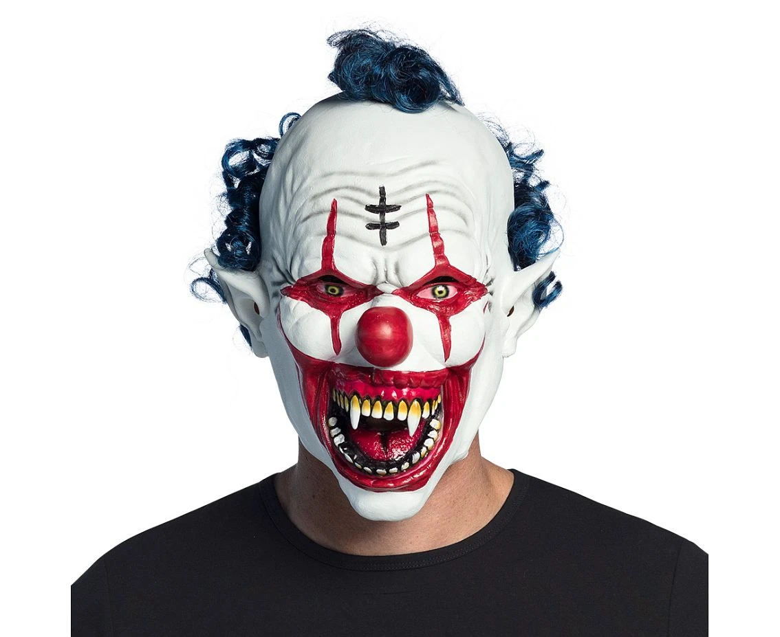 Latex mask with hair, vampire clown