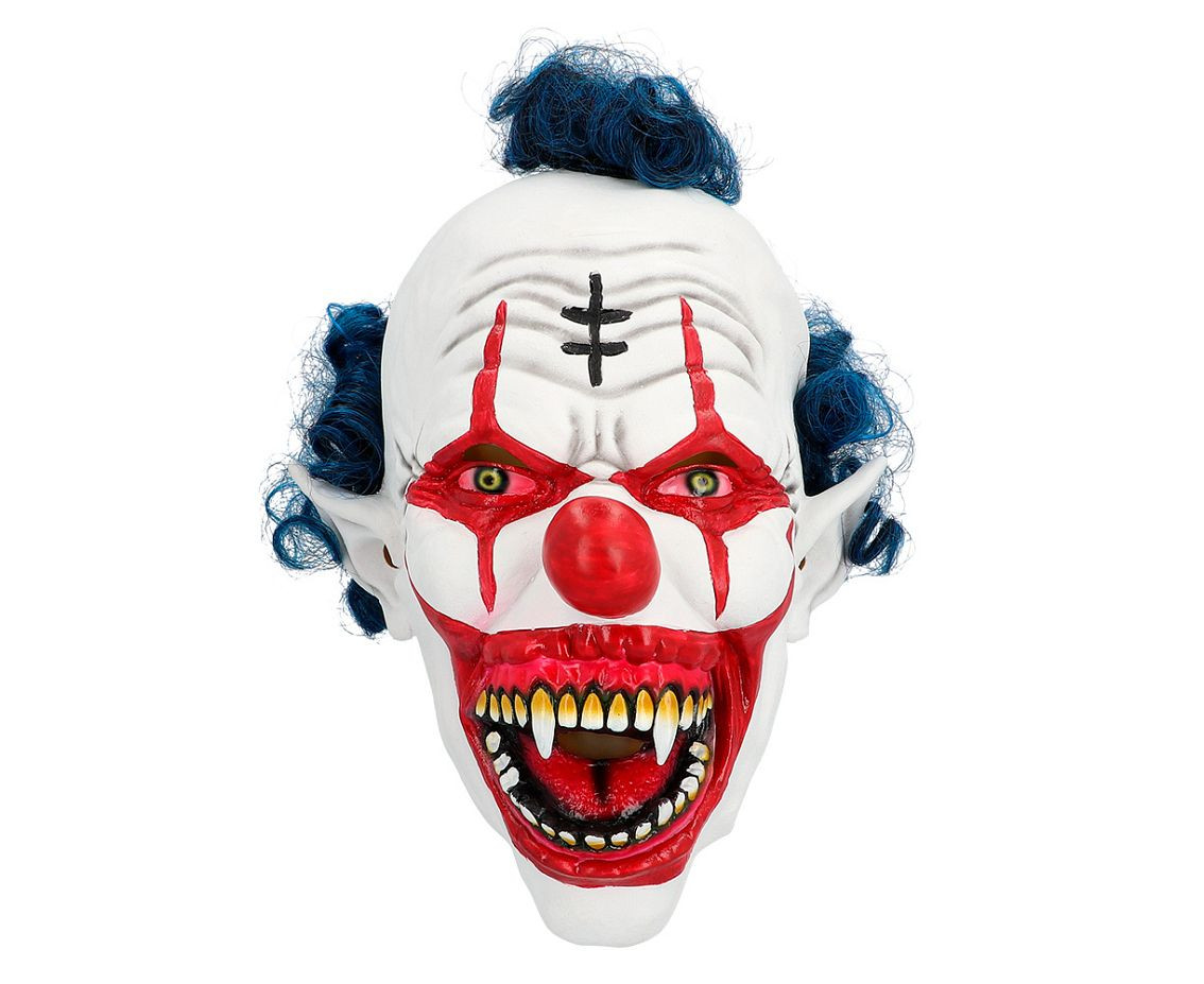 Latex mask with hair, vampire clown