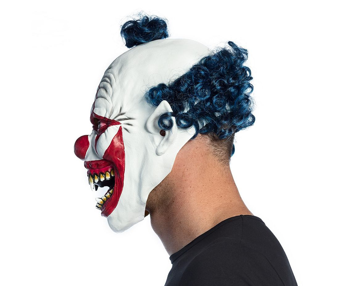 Latex mask with hair, vampire clown