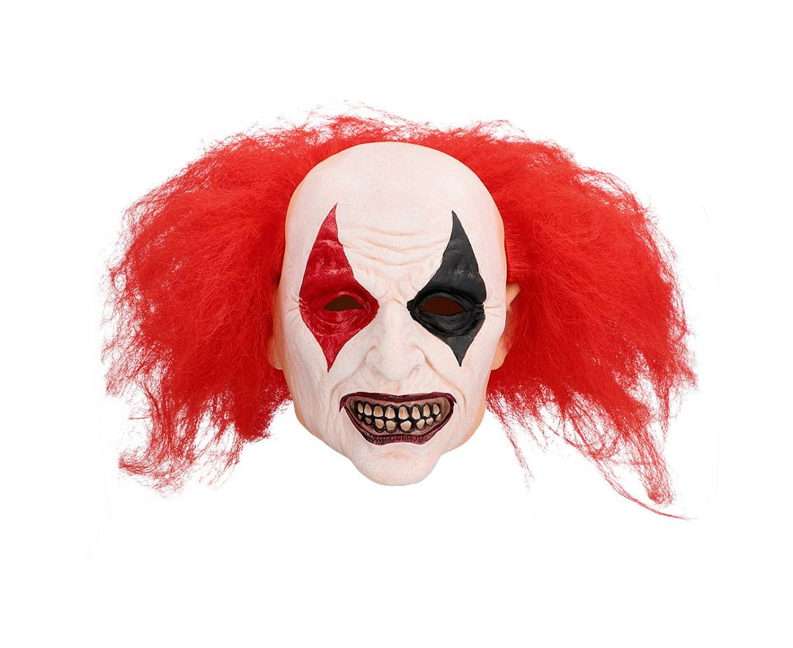 Latex mask with hair, clown Ruddy