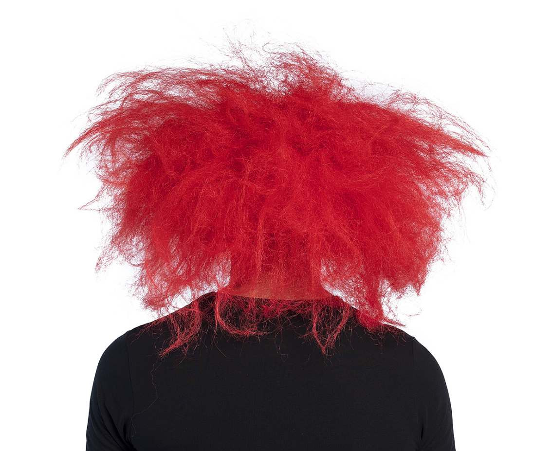 Latex mask with hair, clown Ruddy